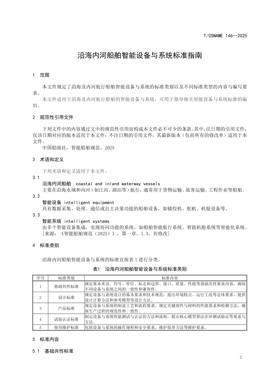 TCSNAME 146-2025 沿海内河船舶智能设备与系统标准指南.pdf_第3页