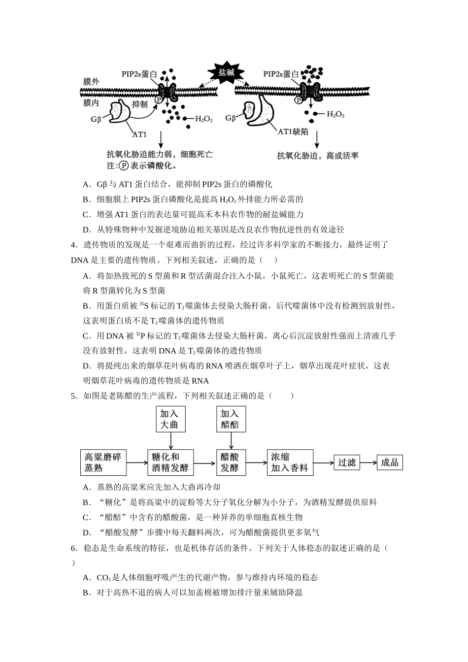湖南长沙市望城区第六中学2026-2027学年高三上学期开学生物试题(含答案).docx_第2页