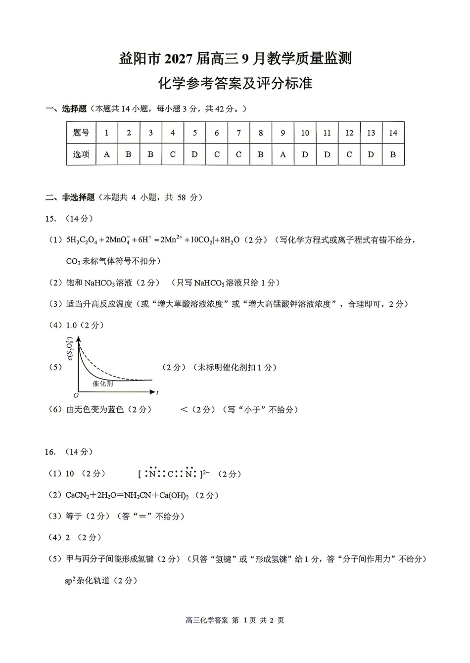 化学湖南益阳市2027届高三年级9月教学质量监测(9.4-9.5)(1).pdf_第1页
