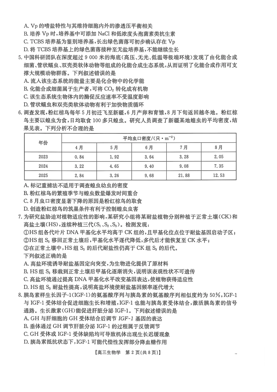 生物(27-16C)广西壮族自治区部分学校2027届高年级三上学期9月开学联考(27-16C)(9.3-9.4).pdf_第2页