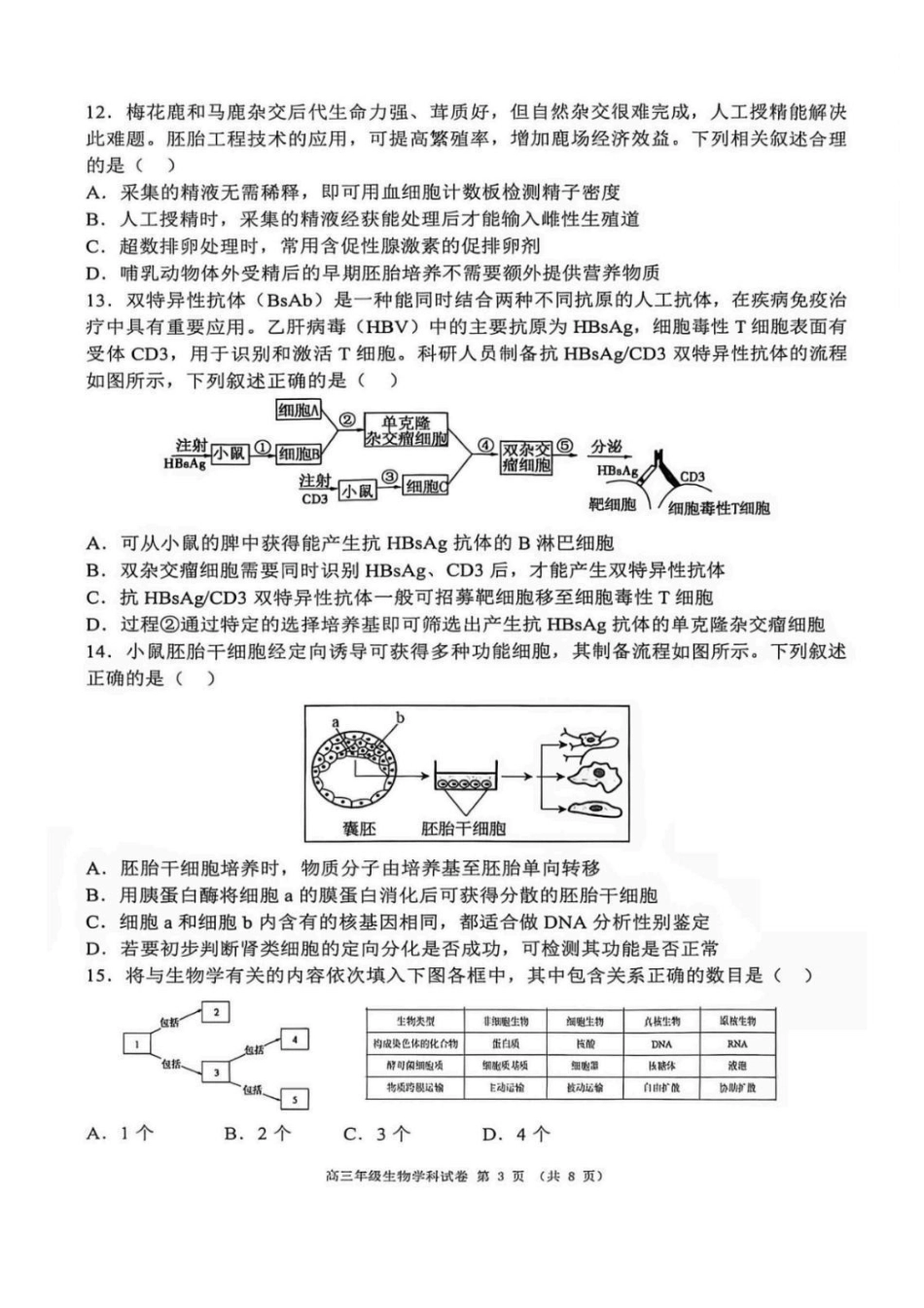 生物+答案【全国百强校】辽宁大连市第二十四中学2027届高三年级模拟考试(9.3-9.4).pdf_第3页