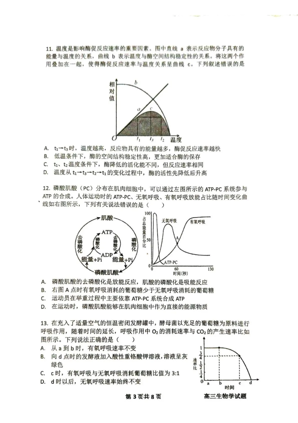 生物湖北十堰市东风高级中学2026-2027学年2027届高三年级上学期8月开学检测(8月中旬).pdf_第3页