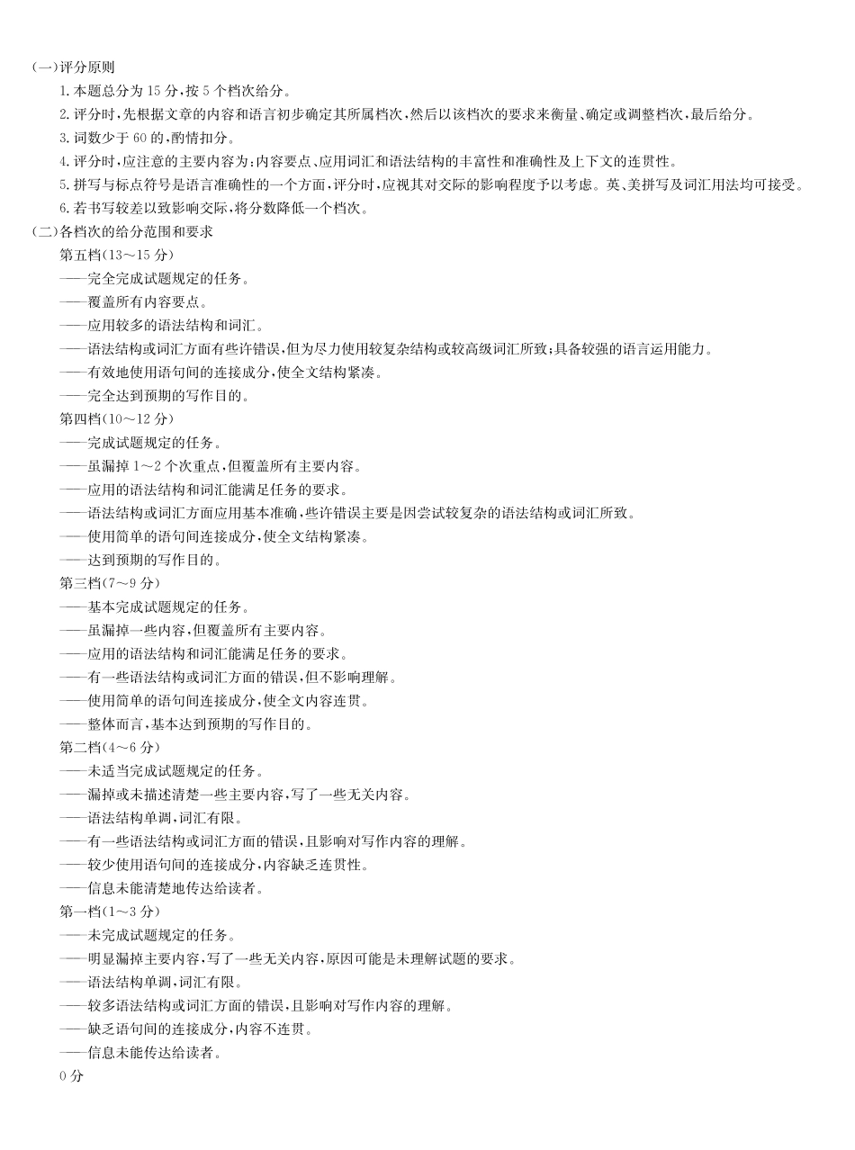 武汉市九师联盟2027届高三上学期8月联考英语写作评分细则.pdf_第1页