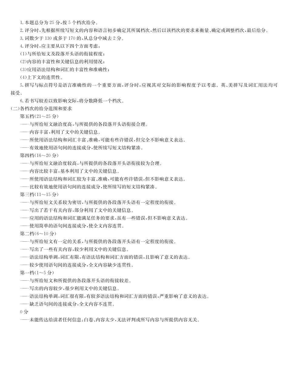 武汉市九师联盟2027届高三上学期8月联考英语写作评分细则.pdf_第2页