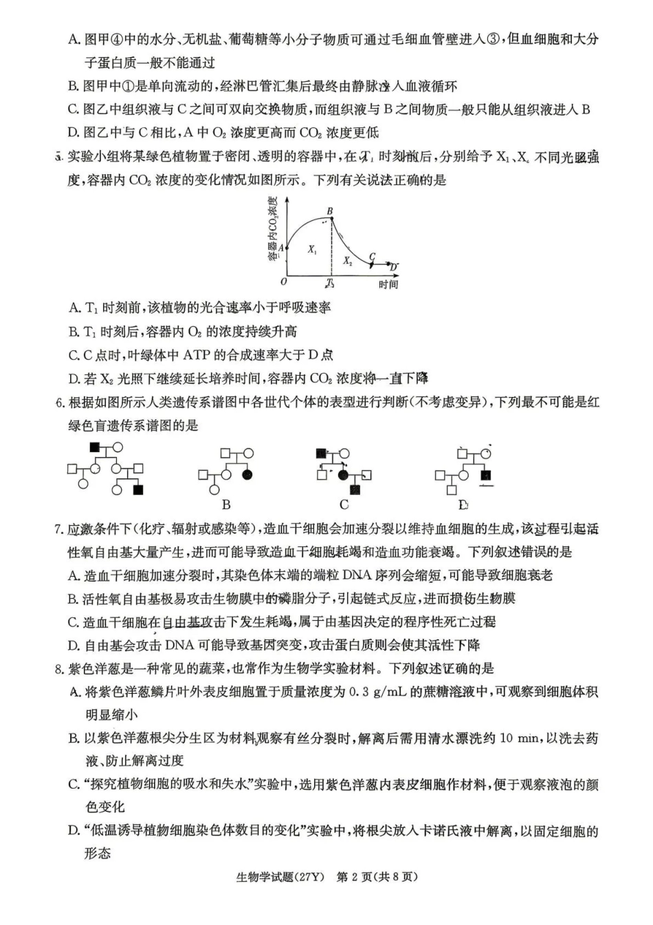 炎德英才名校联考2027届高三上学期开学考试生物(1).pdf_第2页