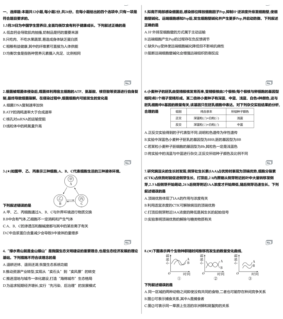 炎德英才名校联考联合体2027届新高三入学摸底考试(27N)生物(1).pdf_第1页