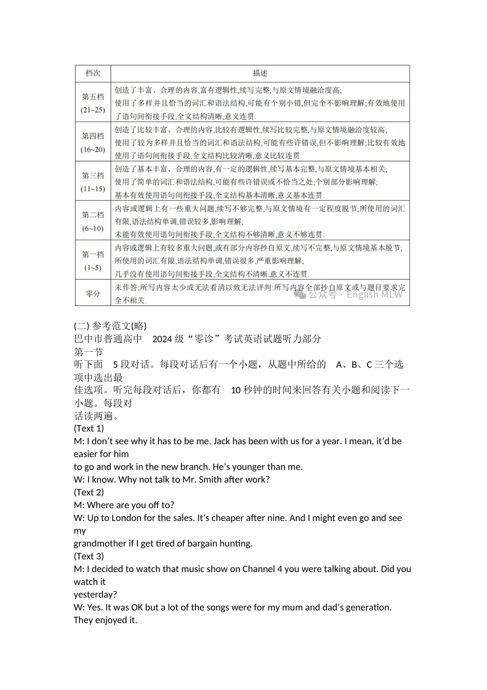 英语四川巴中市普通高中2024级(2027届)高三年级“零诊”考试(巴中零诊)(9.3-9.5)(3).docx_第2页