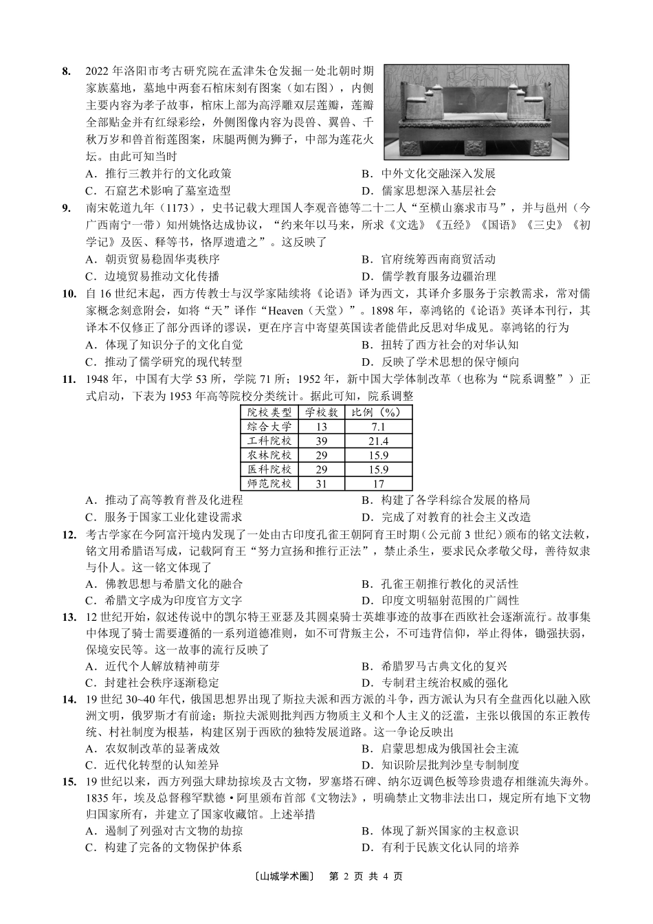 重庆一中高2027届高三8月开学考试历史.pdf_第2页