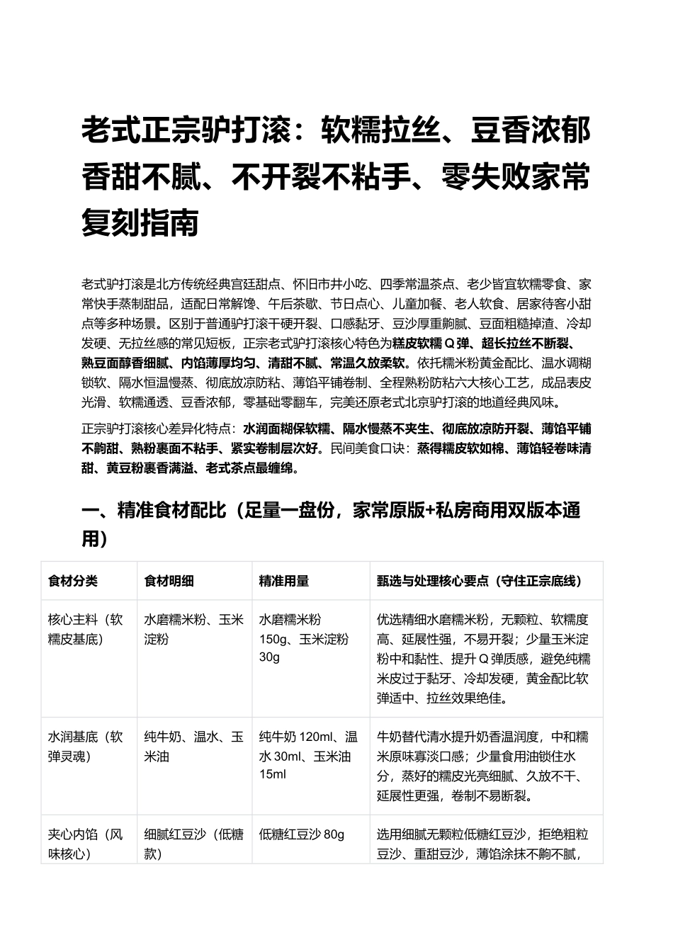 老式正宗驴打滚：软糯拉丝、豆香浓郁、香甜不腻、不开裂不粘手、零失败家常复刻指南.docx_第1页