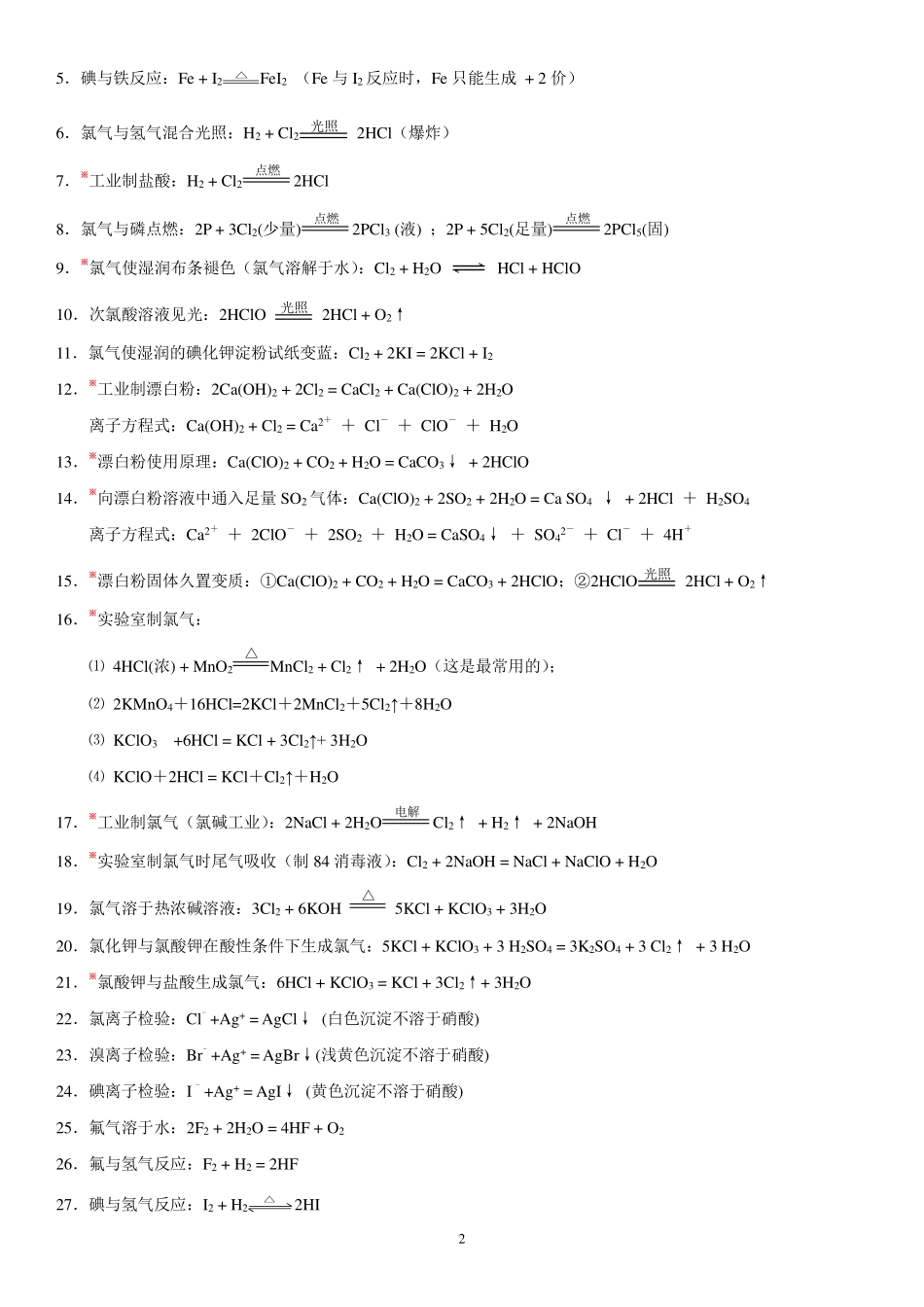 【化学竞赛】【高中化学】【半月学完高中化学】高中化学极致进阶----15天学完高中化学----高中化学方程式总结(手册)(11页完整版).pdf_第2页