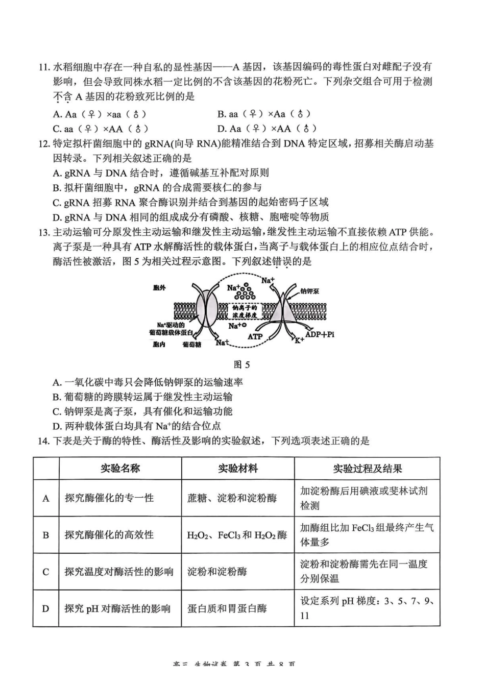 2027届深圳市罗湖区一模高三生物试卷.pdf_第3页