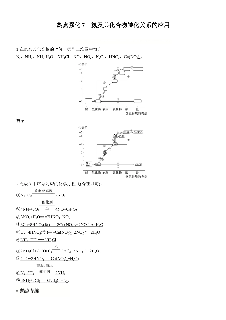 大单元二第五章热点强化7氮及其化合物转化关系的应用.docx_第1页