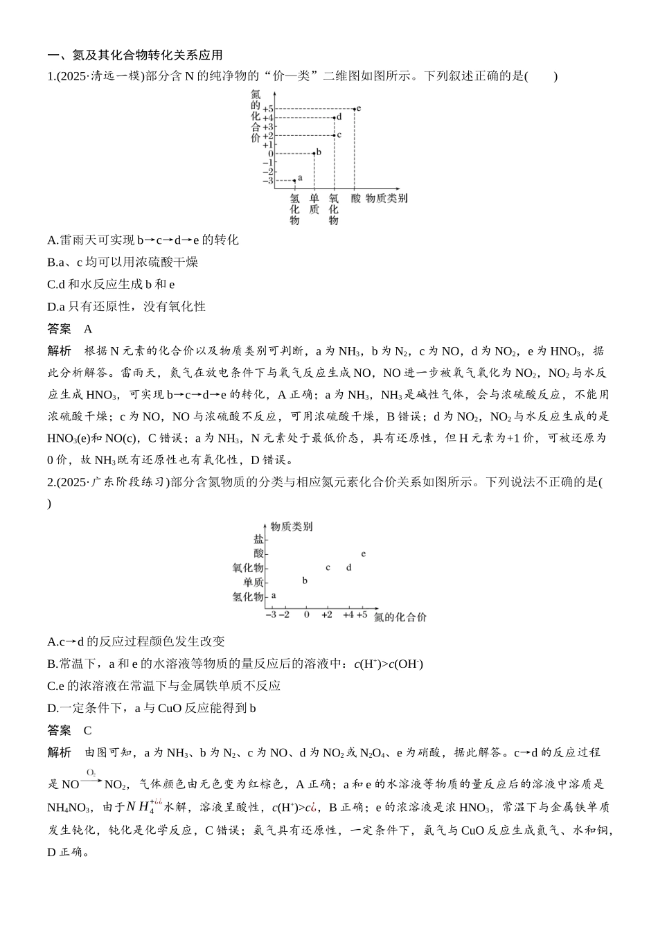 大单元二第五章热点强化7氮及其化合物转化关系的应用.docx_第2页