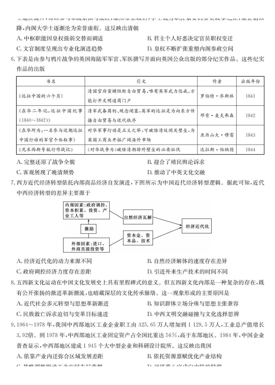 湖北九师联盟2027届高三上学期9月开学联考历史.pdf_第2页