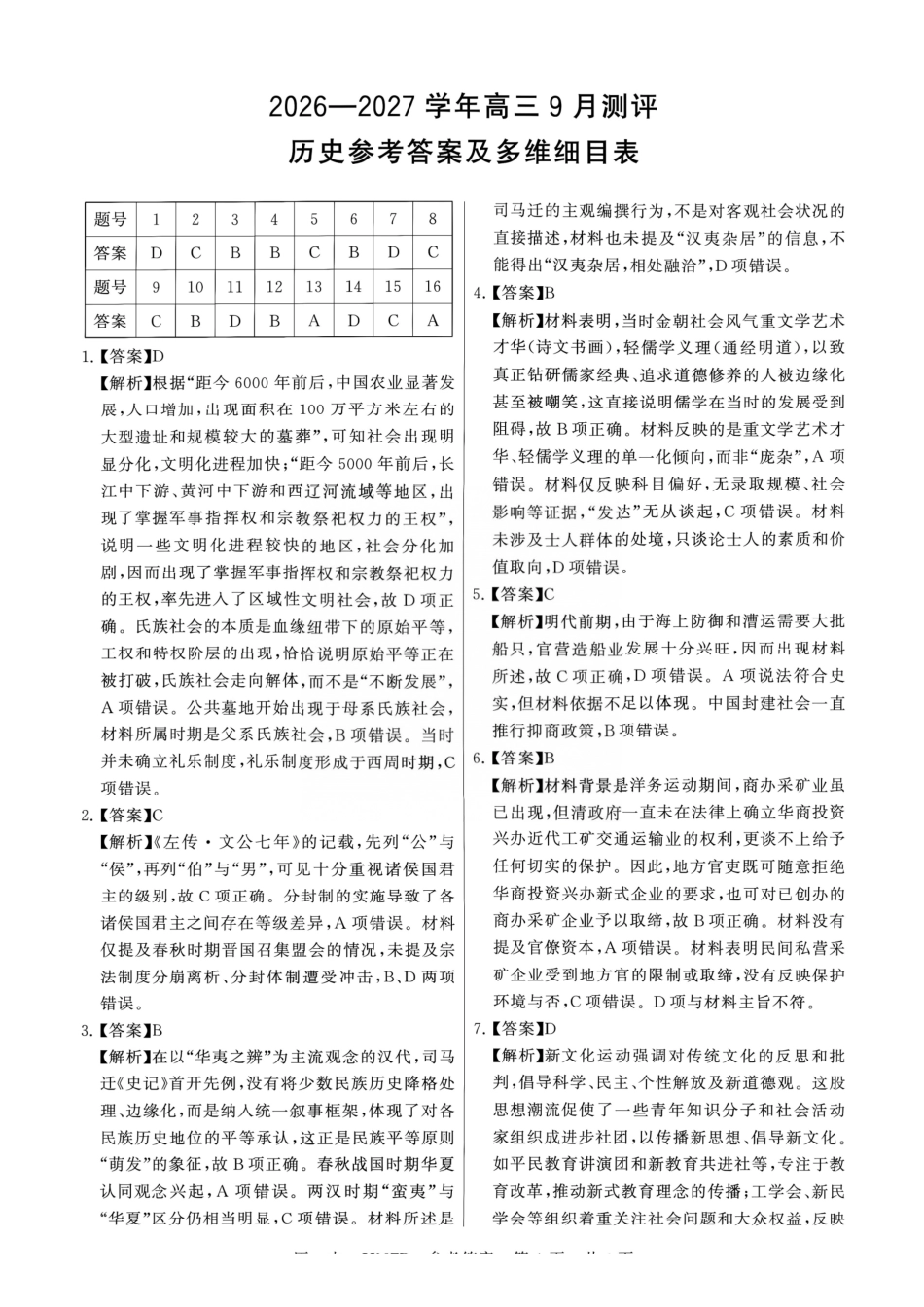 历史(下标HNZB)答案河南南阳市豫南名校(新未来联考)2026-2027学年高三年级九月测评暨开学考试(下标HNZB)(9.8-9.9).pdf_第1页