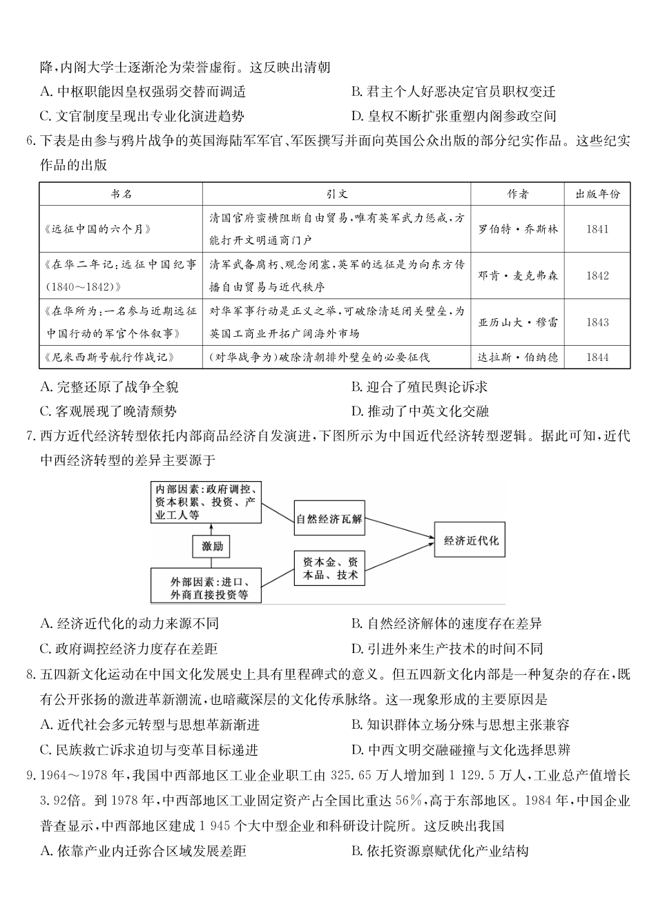 历史(下标W)湖北九师联盟2027届高三年级9月考试(下标9-1W)(9.3-9.4).pdf_第2页