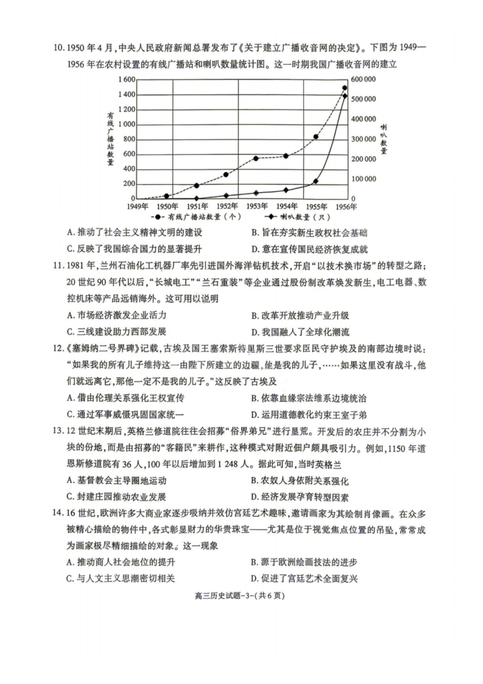 历史+答案陕西商洛市2027届高三年级上学期学情调研试题(卷)(9.17-9.18).pdf_第3页