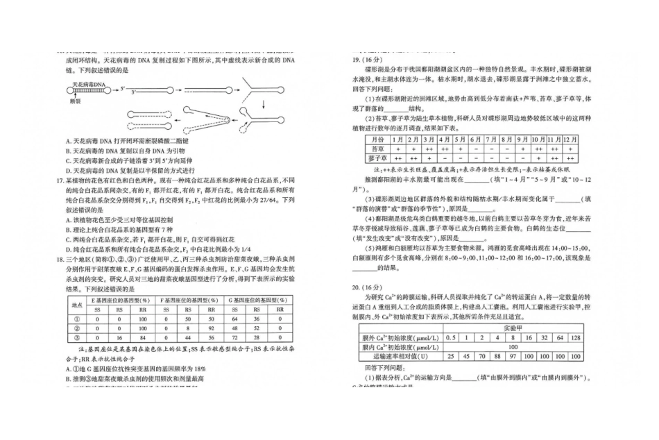 生物()湖北武汉市2027届高中毕业生高三年级九月调研考试(武汉九调)(9.16-9.18).pdf_第3页