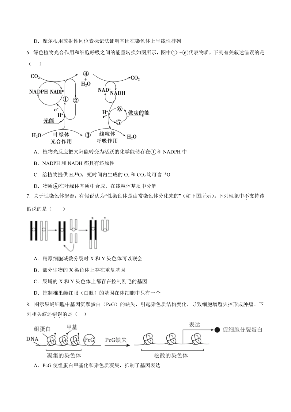 生物_湖南株洲市第二中学2026-2027学年高二上学期开学考试_试卷+答案.pdf_第2页