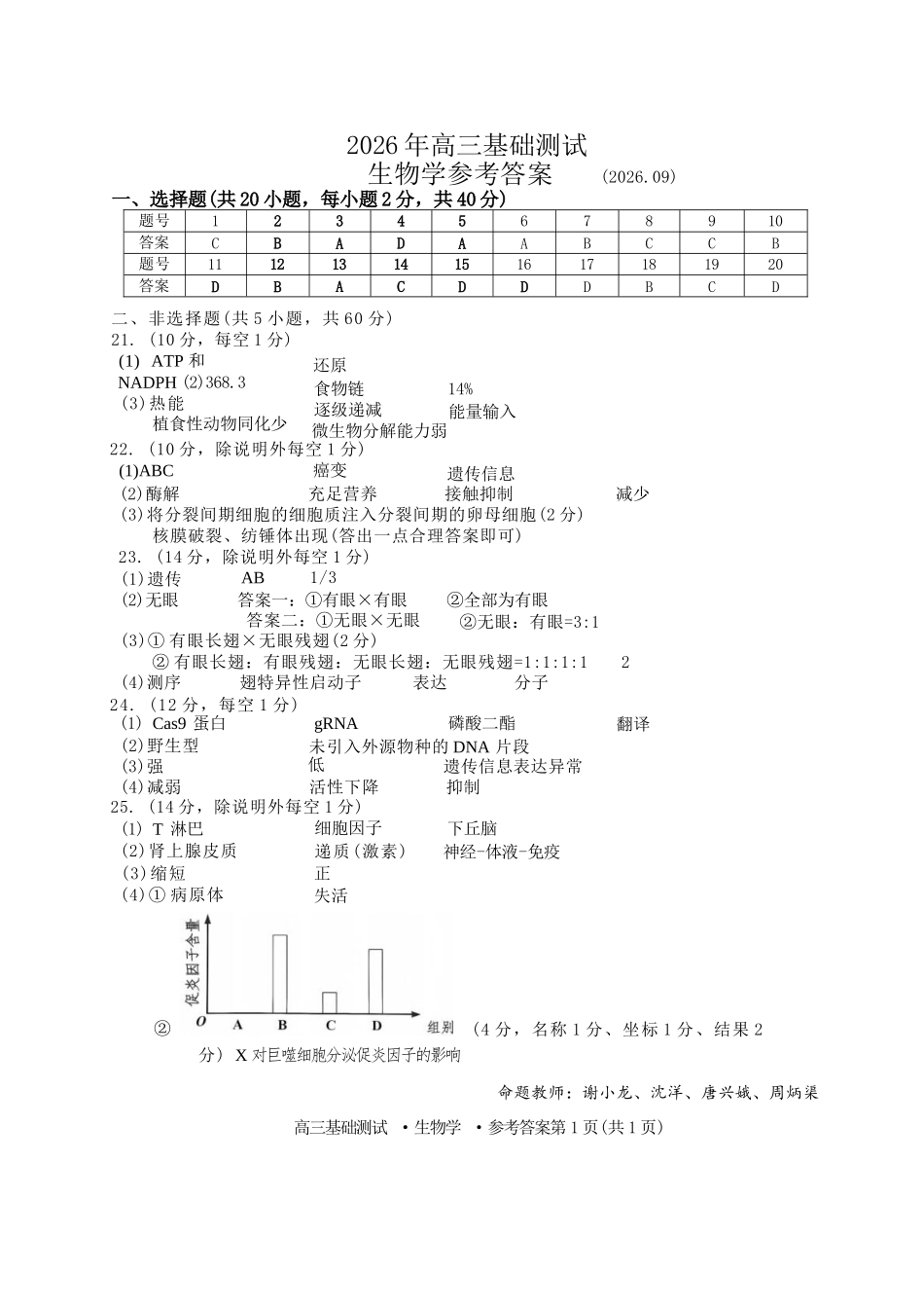 生物浙江嘉兴市2026年2027届高三年级9月基础测试(嘉兴基测)(9.7-9.9)(3).docx_第1页