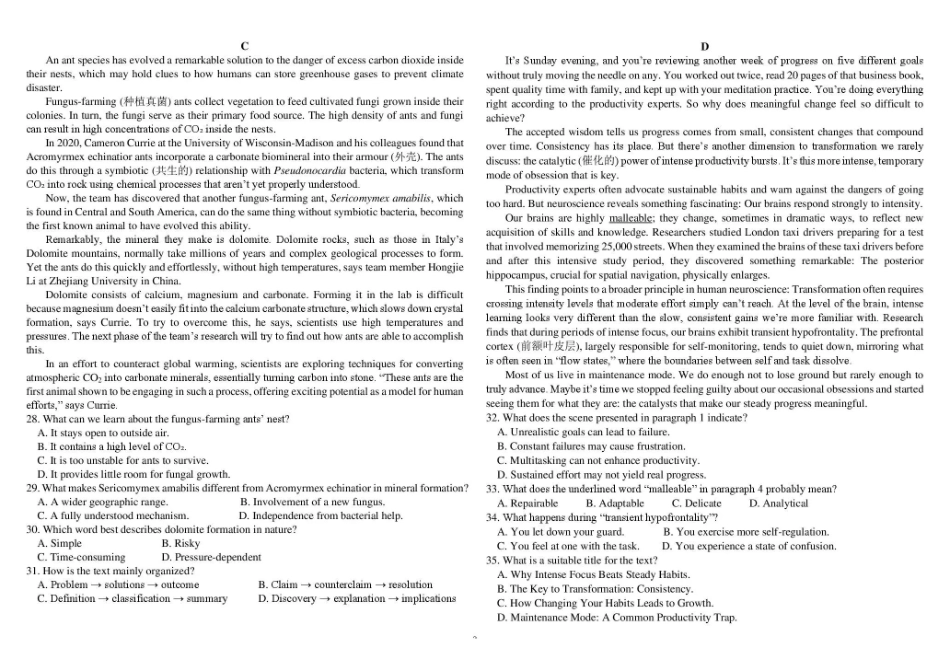 树德中学2027届高三上学期开学考试英语+答案.pdf_第3页
