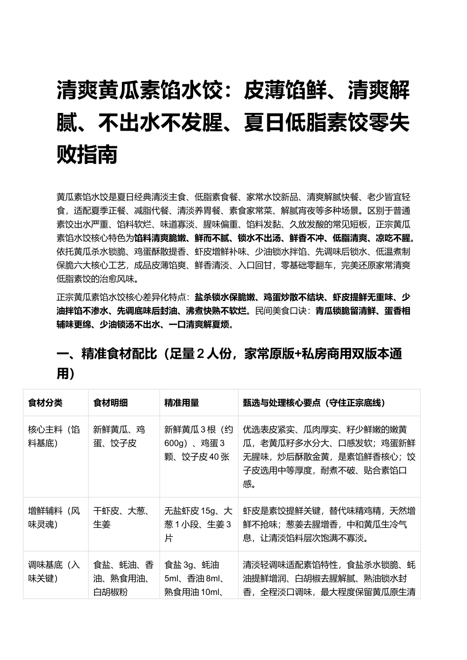 清爽黄瓜素馅水饺：皮薄馅鲜、清爽解腻、不出水不发腥、夏日低脂素饺零失败指南.docx_第1页