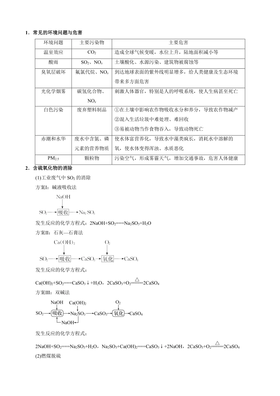 8.3环境保护与绿色化学-导学案（学生版）.pdf_第2页