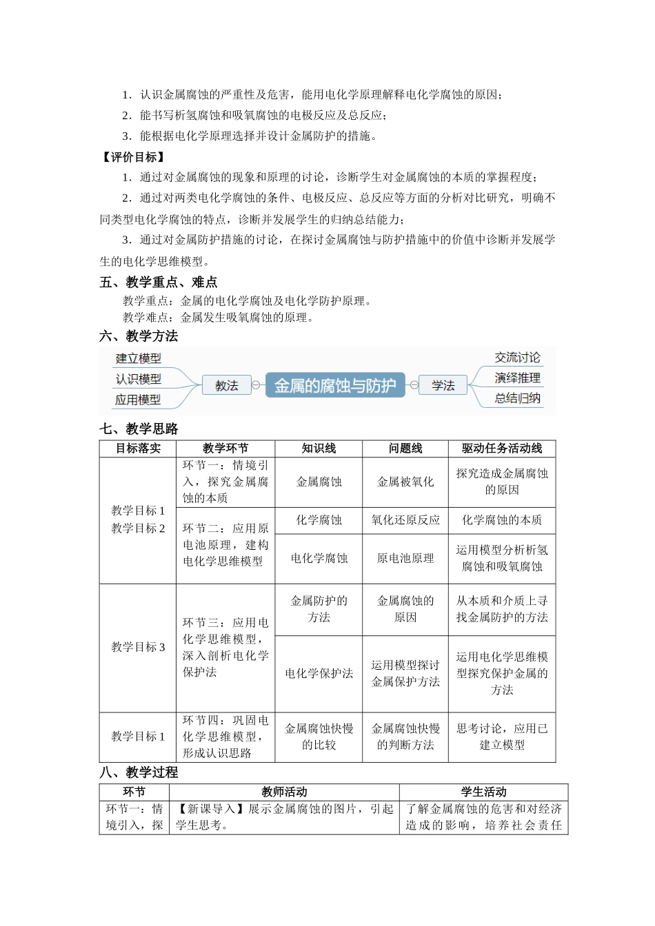第四章第3节金属的腐蚀与防护教学设计2021-2022学年高中化学(2019)选择性必修1.docx_第2页