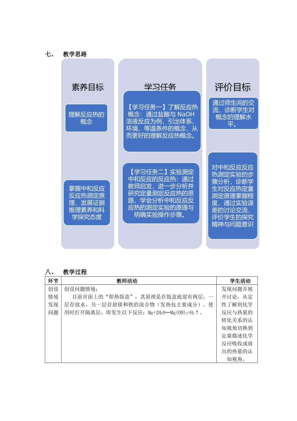 第一章第一节第1课时反应热及其测定教学设计2021-2022学年高中化学(2019)选择性必修1.docx_第3页