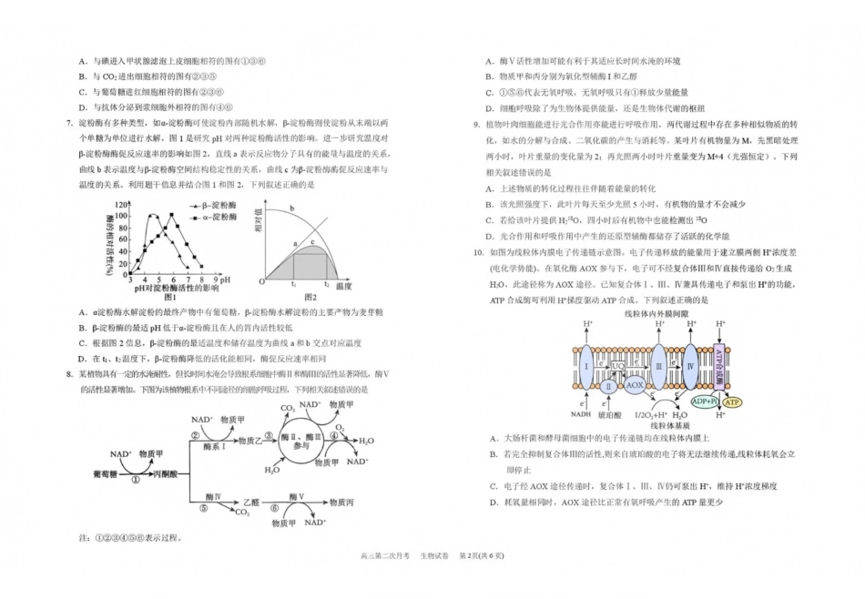 生物【全国百强校】宁夏回族自治区银川一中2027届高三年级第二次月考(9.28-9.29).pdf_第2页