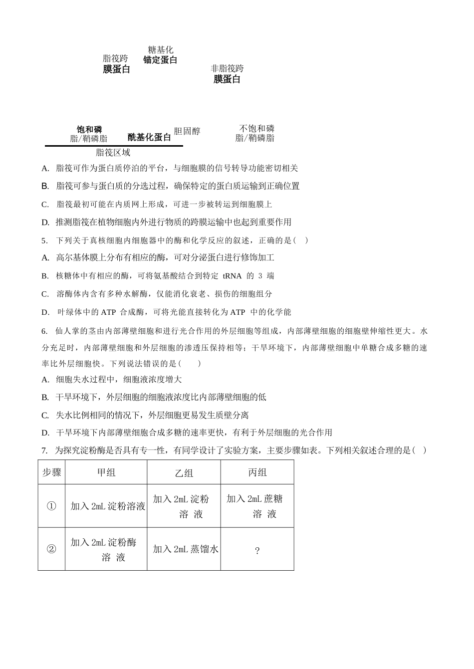 生物湖南涟源市部分学校2027届高三年级第一次月考(9月下旬).docx_第2页