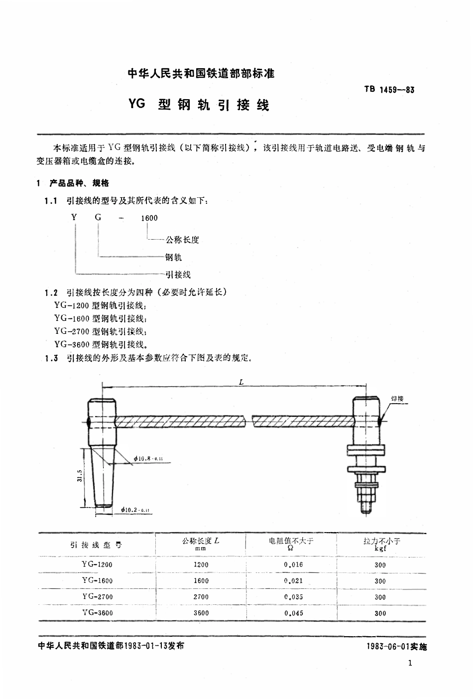 TB 1459-1983 YG型钢轨引接线.pdf_第2页