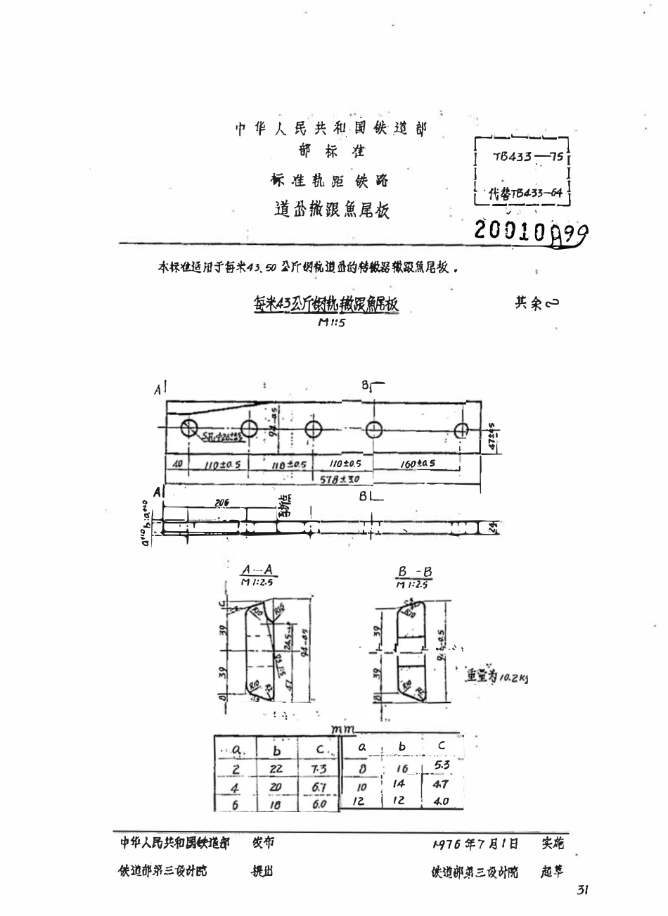TBT 433-1975 道岔辙跟鱼尾板.pdf_第1页