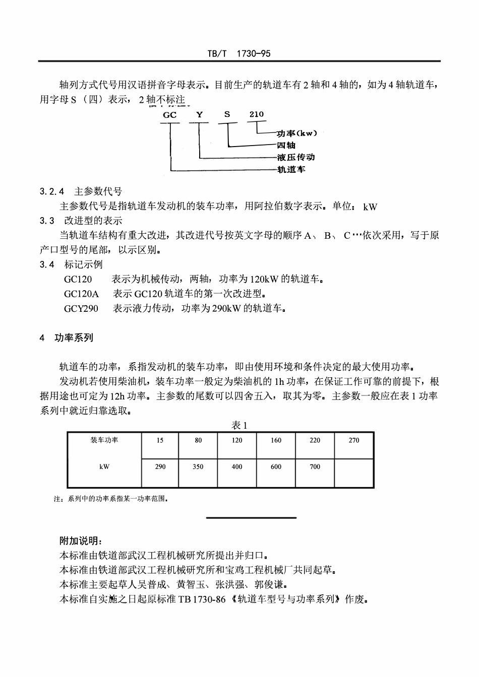 TBT 1730-1995 轨道车型号与功率系列.pdf_第2页