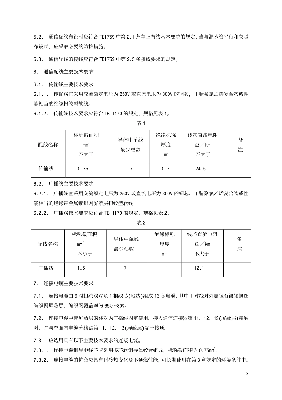 TBT 2133-1990 铁路客车通信配线主要技术要求.pdf_第3页